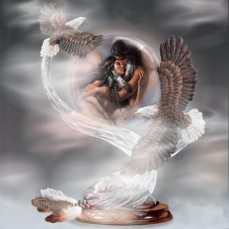 Couple d'amoureux indiens et leurs aigles